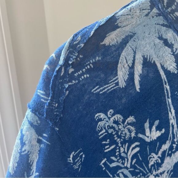 Free People Bali Backpacker Short Sleeve‎ Linen TShirt Blue Print XS NWT - Picture 4 of 12